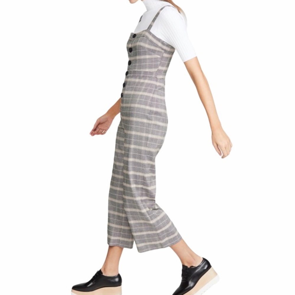 WOMENS WILLA CHECKED BUTTON FRONT CROPPED JUMPSUIT - Picture 9 of 15